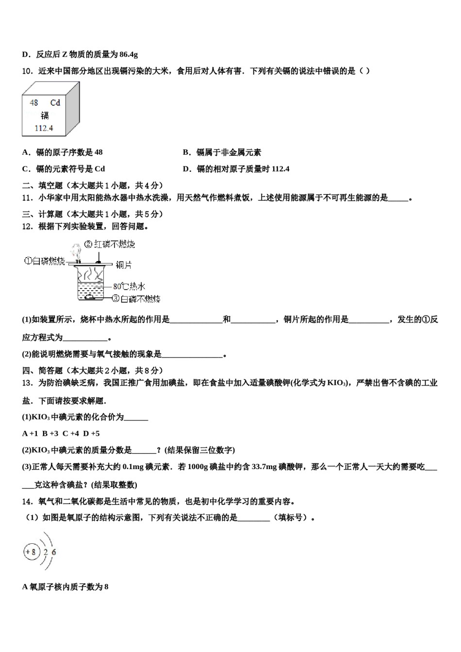 2023-2024学年湖南省益阳市桃江县化学九年级第一学期期末达标检测模拟试题含解析.doc_第3页