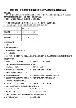 2023-2024学年湖南省芷江县岩桥中学化学九上期末质量跟踪监视试题含解析.doc