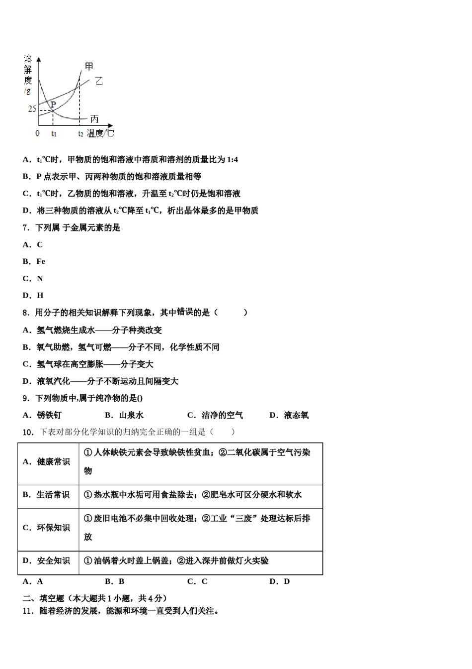2023-2024学年湖南省衡阳市八中学九年级化学第一学期期末教学质量检测模拟试题含解析.doc_第2页
