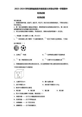 2023-2024学年湖南省衡阳市衡阳县九年级化学第一学期期中检测试题含解析.doc