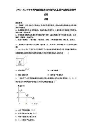 2023-2024学年湖南省衡阳耒阳市化学九上期中达标检测模拟试题含解析.doc