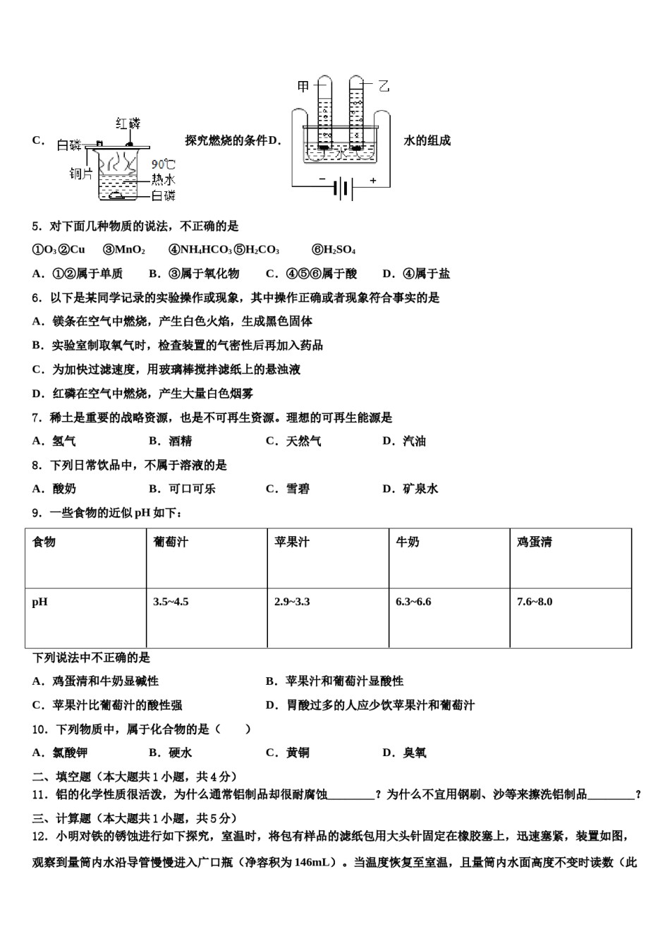 2023-2024学年湖南省邵阳市城区化学九上期末调研模拟试题含解析.doc_第2页