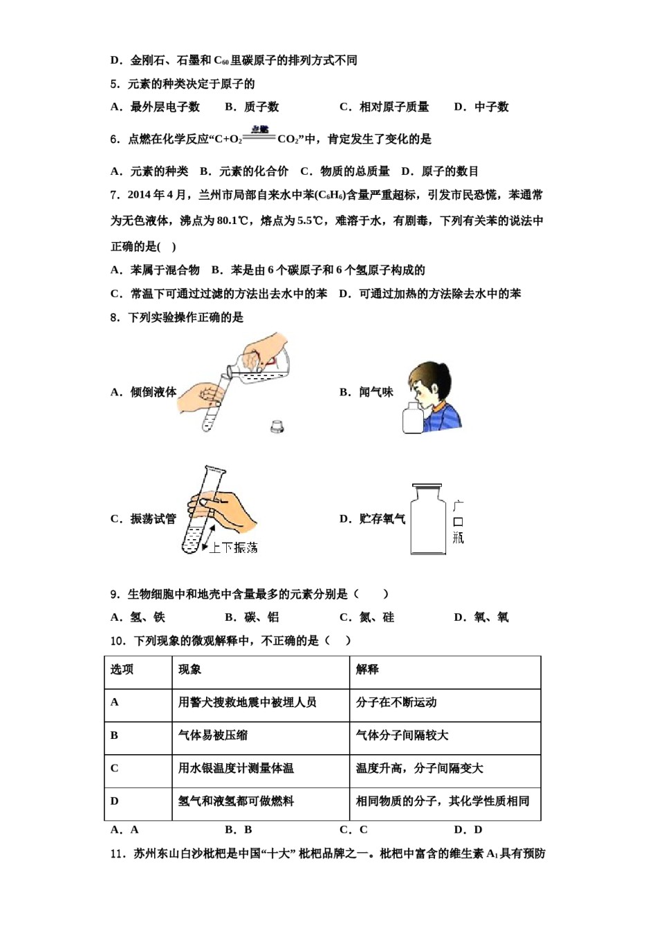 2023-2024学年湖南省邵阳市城区化学九年级第一学期期中达标检测试题含解析.doc_第2页