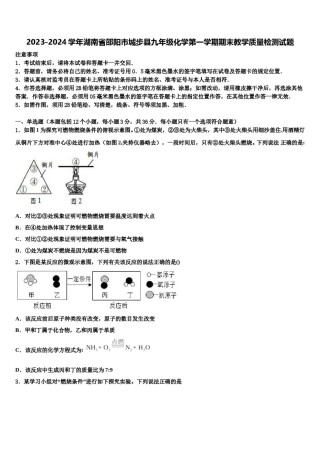 2023-2024学年湖南省邵阳市城步县九年级化学第一学期期末教学质量检测试题含解析.doc