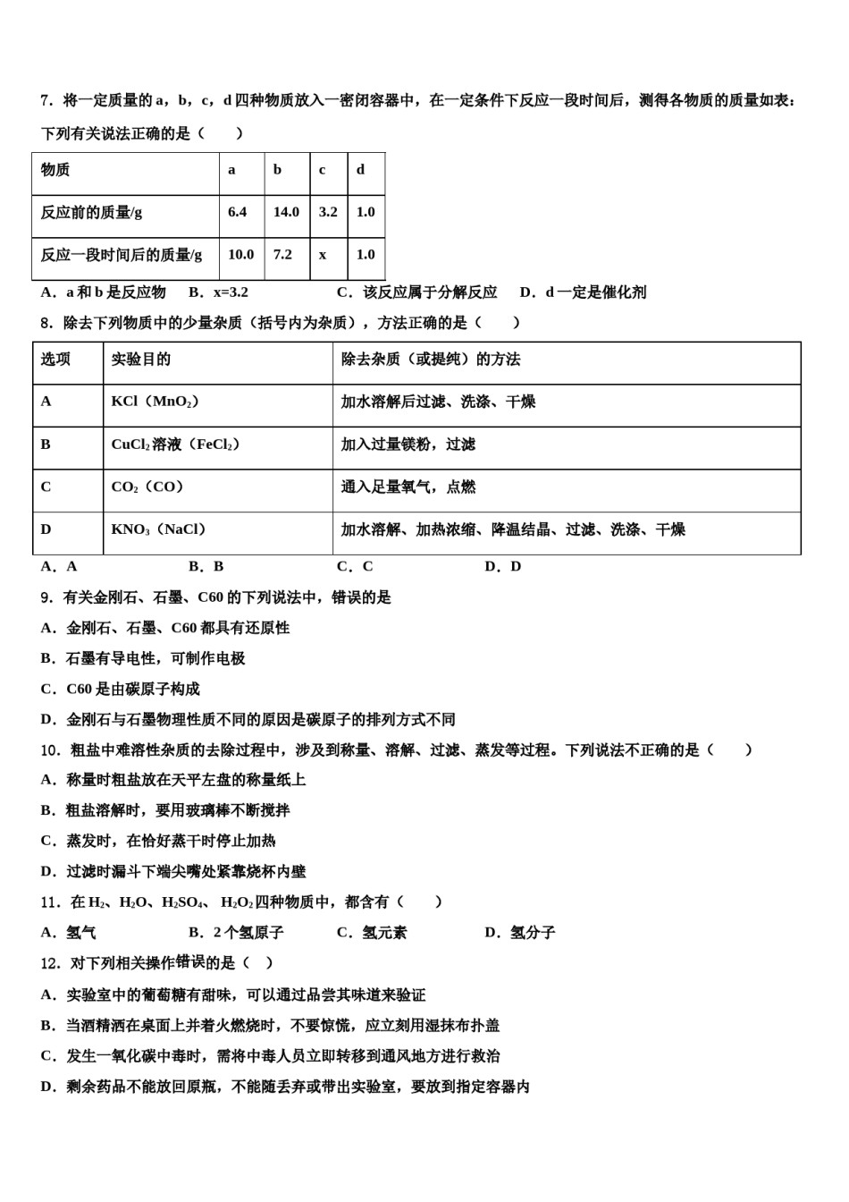 2023-2024学年湖南省邵阳市新宁县九年级化学第一学期期末联考试题含解析.doc_第2页