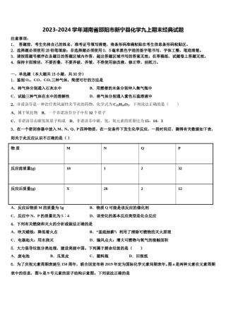 2023-2024学年湖南省邵阳市新宁县化学九上期末经典试题含解析.doc