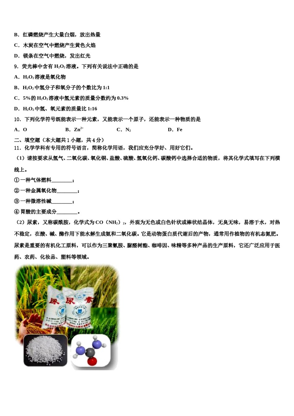 2023-2024学年湖南省邵阳市武冈市第一中学化学九年级第一学期期末质量检测试题含解析.doc_第2页