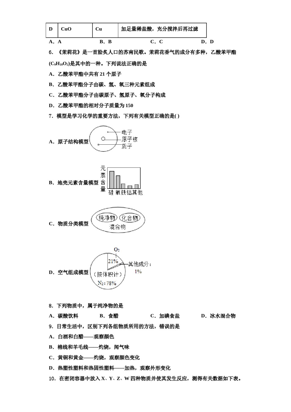2023-2024学年湖南省邵阳邵阳县联考化学九年级第一学期期中调研模拟试题含解析.doc_第2页