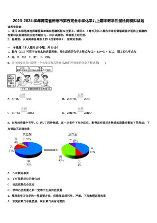 2023-2024学年湖南省郴州市第五完全中学化学九上期末教学质量检测模拟试题含解析.doc