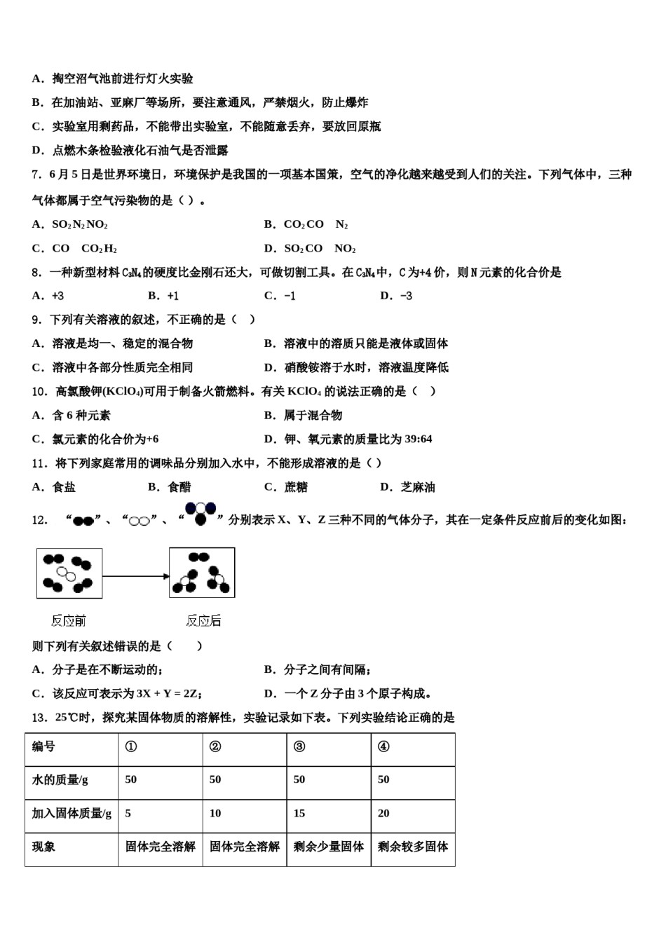 2023-2024学年湖南省长沙县化学九年级第一学期期末复习检测试题含解析.doc_第2页