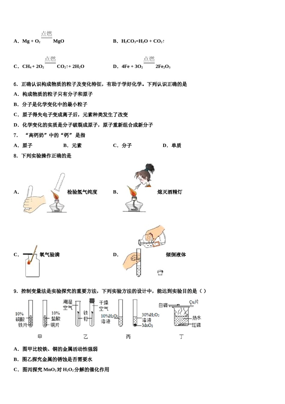 2023-2024学年湖南省长沙市一中学教育集团化学九上期末综合测试模拟试题含解析.doc_第2页