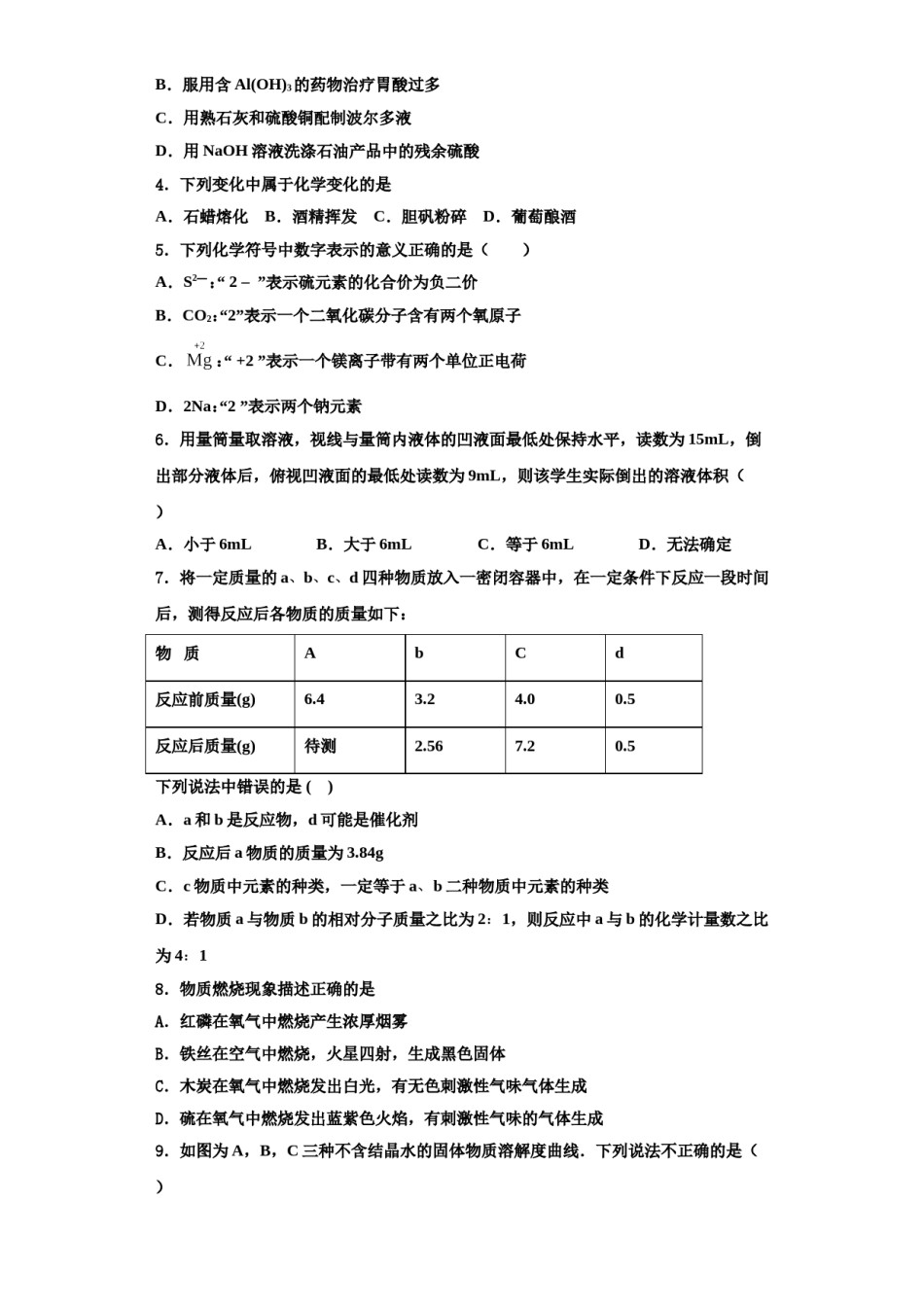 2023-2024学年湖南省长沙市南雅中学九年级化学第一学期期中学业水平测试试题含解析.doc_第2页
