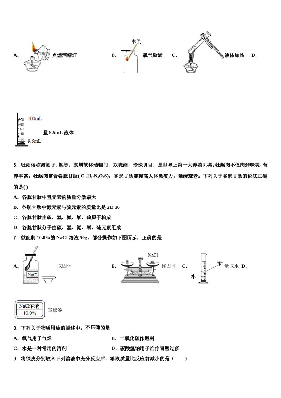 2023-2024学年湖南省长沙市南雅中学化学九上期末学业水平测试模拟试题含解析.doc_第2页