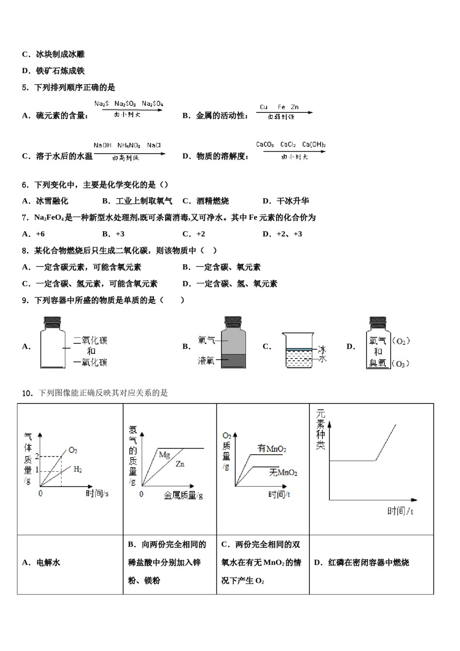 2023-2024学年湖南省长沙市宁乡县九年级化学第一学期期末综合测试模拟试题含解析.doc_第2页
