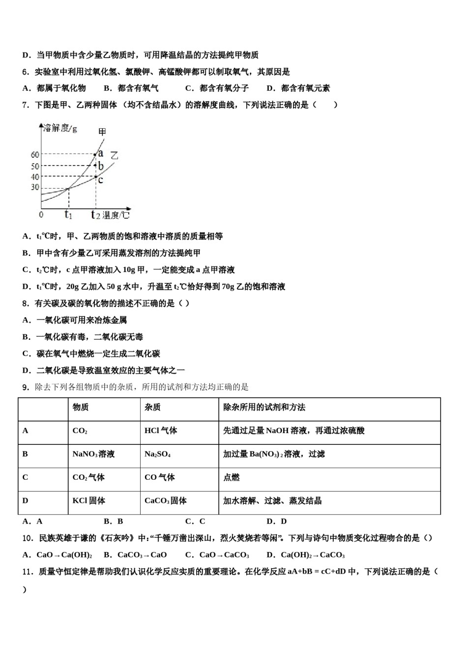 2023-2024学年湖南省长沙市广益中学九年级化学第一学期期末质量跟踪监视试题含解析.doc_第2页