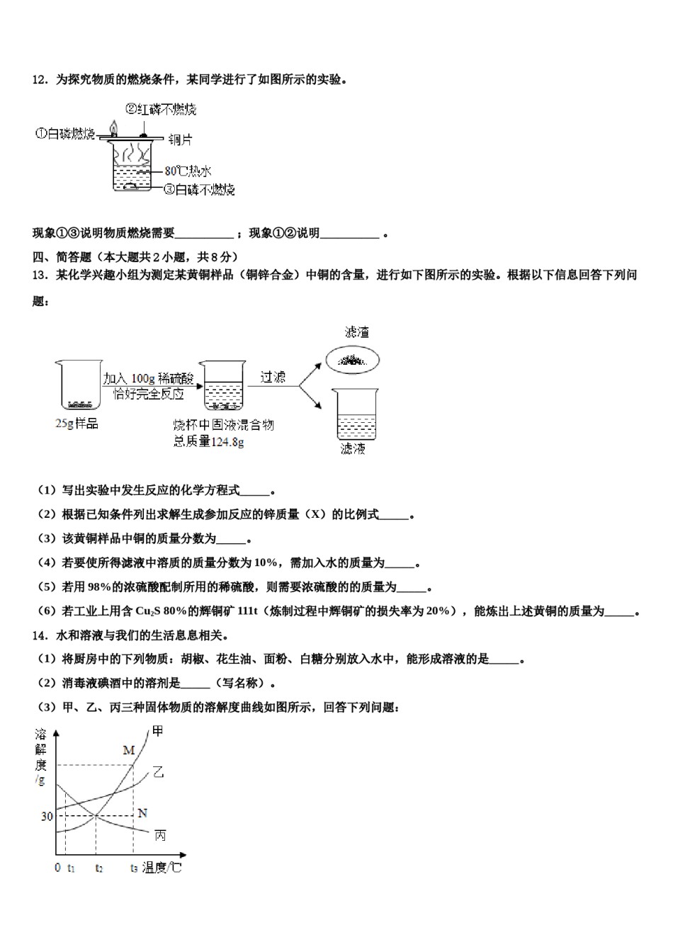 2023-2024学年湖南省长沙市开福区青竹湖湘一外国语学校化学九上期末学业质量监测模拟试题含解析.doc_第3页