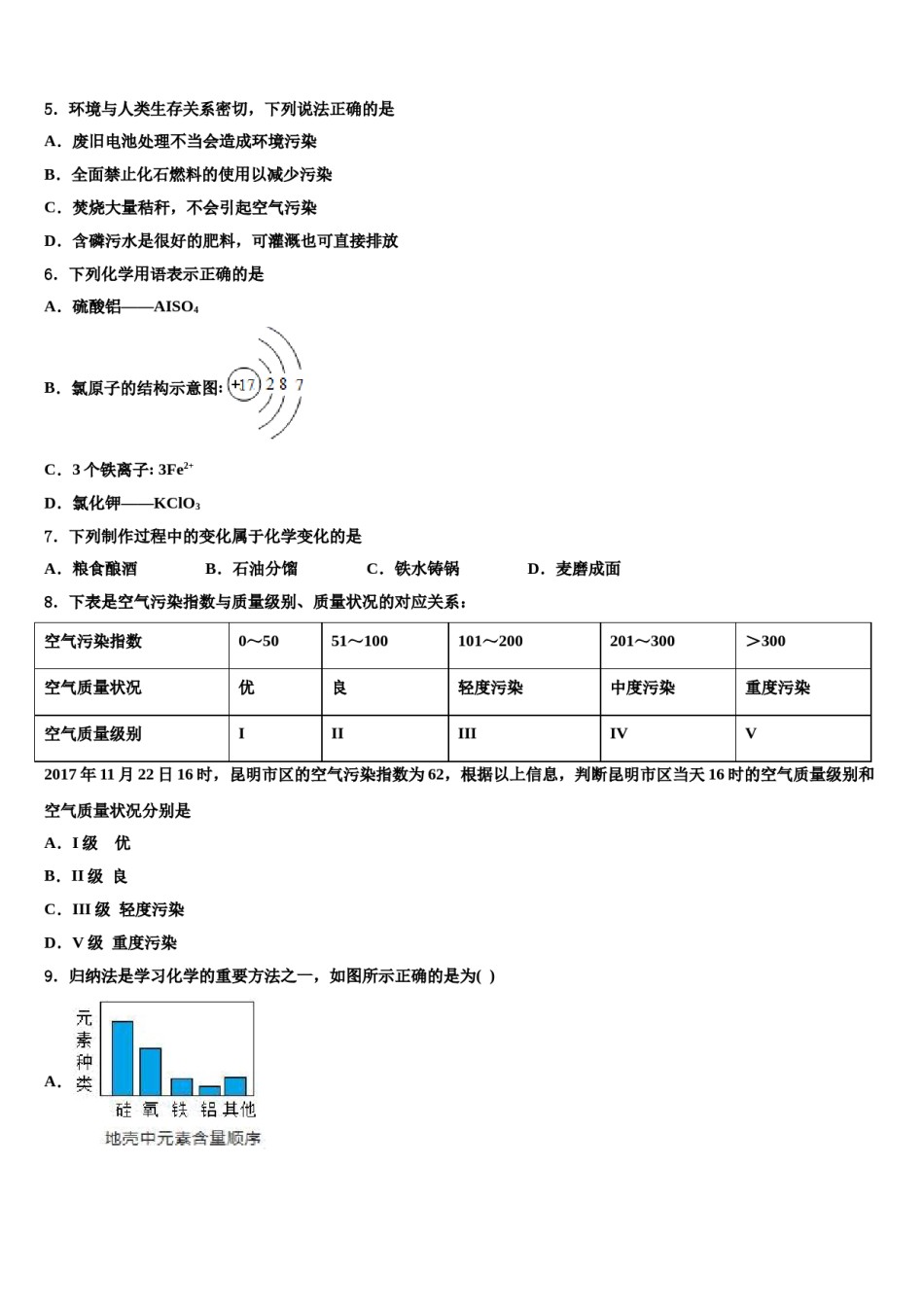 2023-2024学年湖南省长沙市明德天心中学九年级化学第一学期期末联考模拟试题含解析.doc_第2页