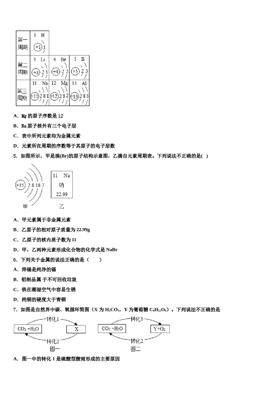2023-2024学年湖南省长沙市望城区九年级化学第一学期期末达标检测模拟试题含解析.doc_第2页
