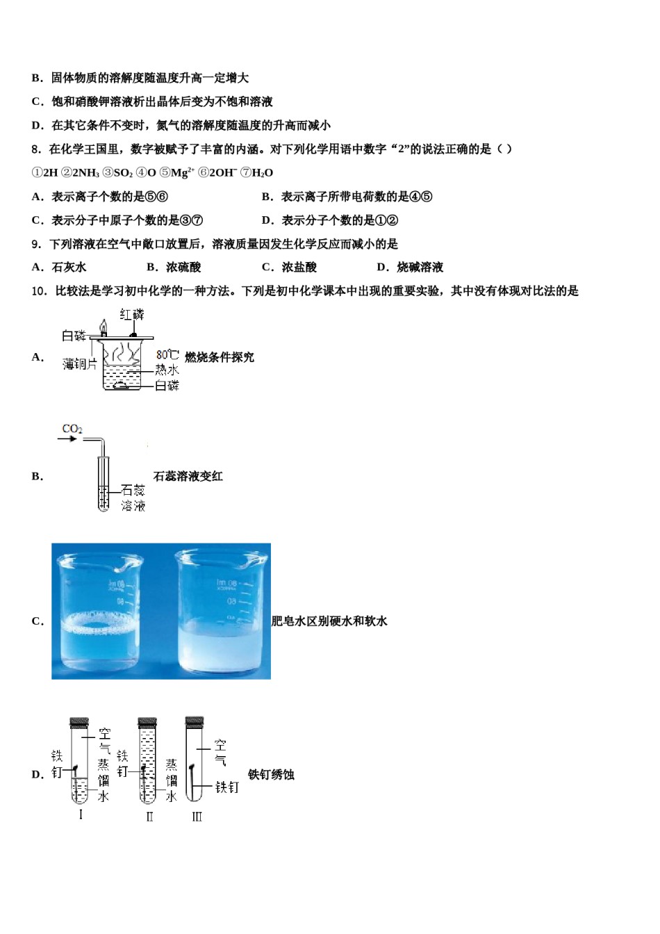 2023-2024学年湖南省长沙市长郡梅溪湖中学化学九年级第一学期期末考试试题含解析.doc_第2页