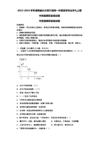 2023-2024学年湖南省长沙青竹湖湘一外国语学校化学九上期中质量跟踪监视试题含解析.doc