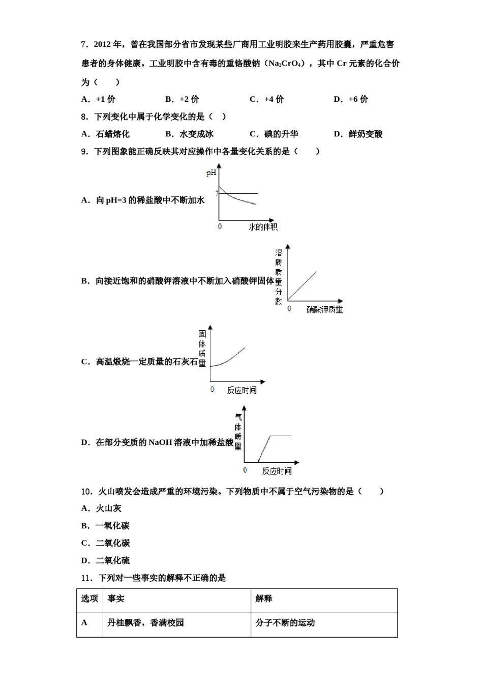 2023-2024学年湖南省隆回县化学九年级第一学期期中联考试题含解析.doc_第2页