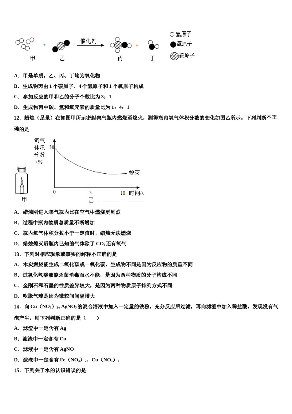 2023-2024学年湖南长沙一中学岳麓中学化学九年级第一学期期末调研模拟试题含解析.doc_第3页