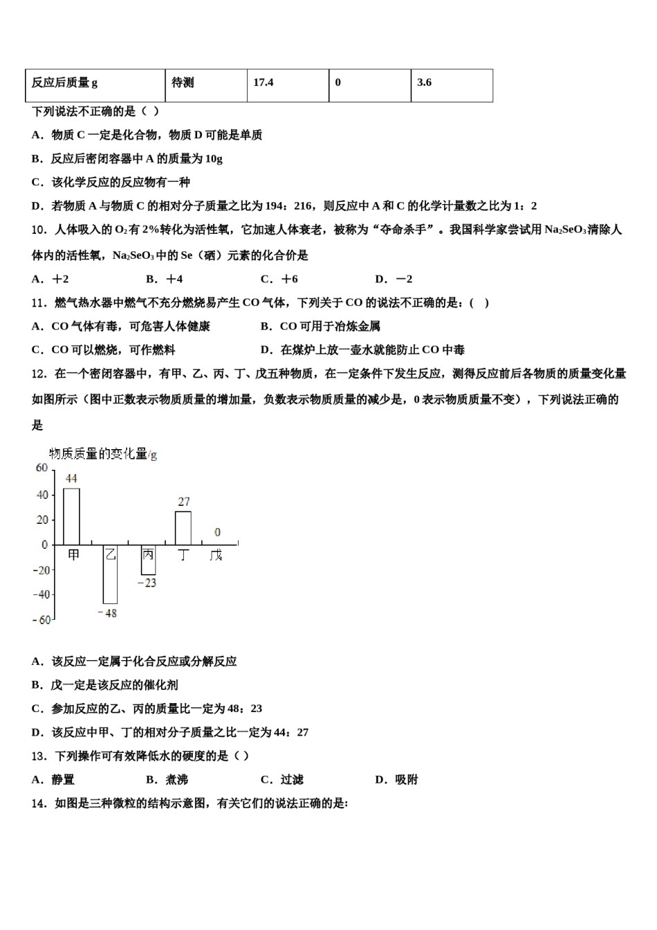 2023-2024学年湖南长沙市北雅中学化学九上期末学业水平测试试题含解析.doc_第3页