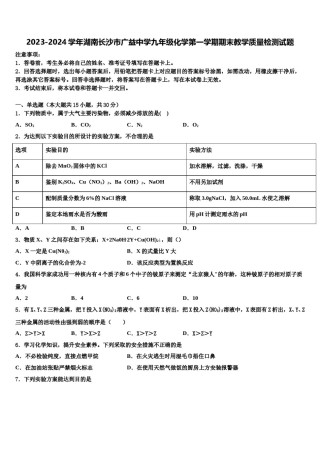 2023-2024学年湖南长沙市广益中学九年级化学第一学期期末教学质量检测试题含解析.doc