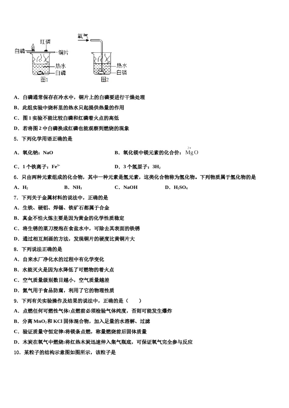 2023-2024学年湖南长沙市湖南师大附中集团化学九年级第一学期期末调研模拟试题含解析.doc_第2页