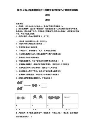 2023-2024学年湖南长沙长郡教育集团化学九上期中检测模拟试题含解析.doc