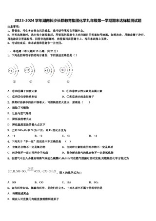 2023-2024学年湖南长沙长郡教育集团化学九年级第一学期期末达标检测试题含解析.doc