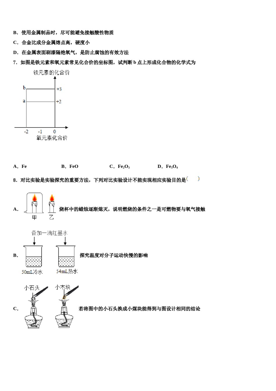 2023-2024学年湖南长沙长郡芙蓉中学化学九年级第一学期期末复习检测模拟试题含解析.doc_第2页
