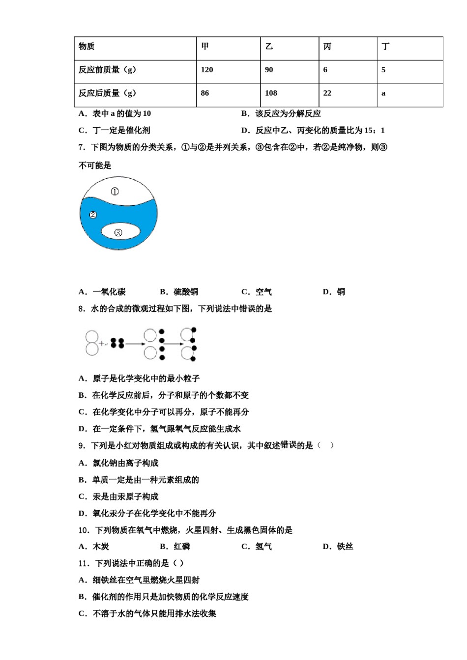 2023-2024学年湘潭市重点中学化学九上期中学业水平测试模拟试题含解析.doc_第2页