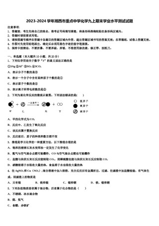 2023-2024学年湘西市重点中学化学九上期末学业水平测试试题含解析.doc