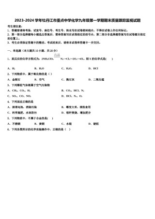 2023-2024学年牡丹江市重点中学化学九年级第一学期期末质量跟踪监视试题含解析.doc