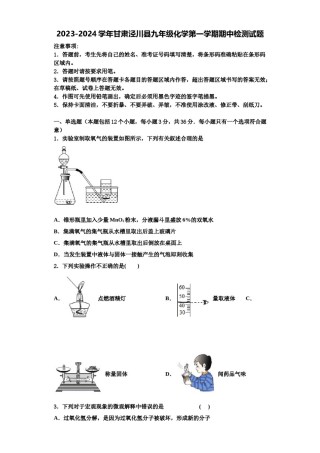 2023-2024学年甘肃泾川县九年级化学第一学期期中检测试题含解析.doc