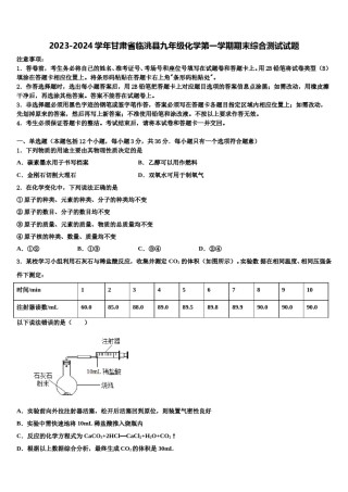 2023-2024学年甘肃省临洮县九年级化学第一学期期末综合测试试题含解析.doc