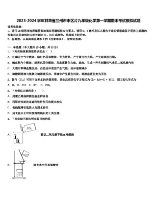 2023-2024学年甘肃省兰州市市区片九年级化学第一学期期末考试模拟试题含解析.doc