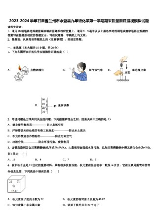 2023-2024学年甘肃省兰州市永登县九年级化学第一学期期末质量跟踪监视模拟试题含解析.doc