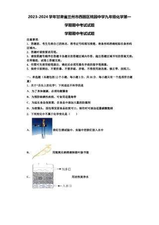2023-2024学年甘肃省兰州市西固区桃园中学九年级化学第一学期期中考试试题含解析.doc