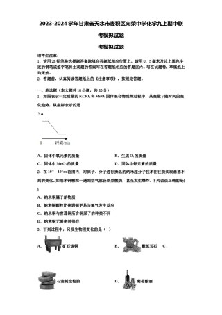 2023-2024学年甘肃省天水市麦积区向荣中学化学九上期中联考模拟试题含解析.doc
