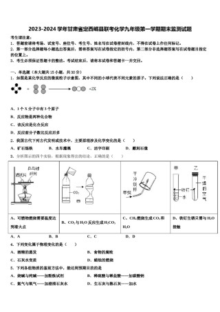 2023-2024学年甘肃省定西岷县联考化学九年级第一学期期末监测试题含解析.doc