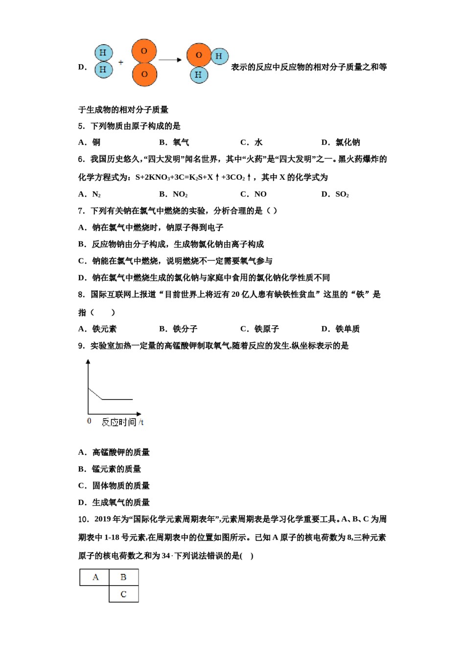 2023-2024学年甘肃省平凉崆峒区九年级化学第一学期期中质量检测模拟试题含解析.doc_第2页