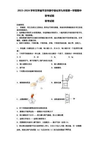 2023-2024学年甘肃省平凉市静宁县化学九年级第一学期期中联考试题含解析.doc