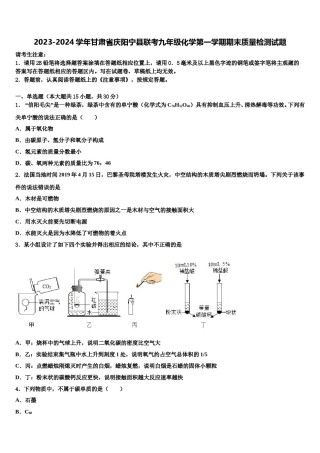 2023-2024学年甘肃省庆阳宁县联考九年级化学第一学期期末质量检测试题含解析.doc