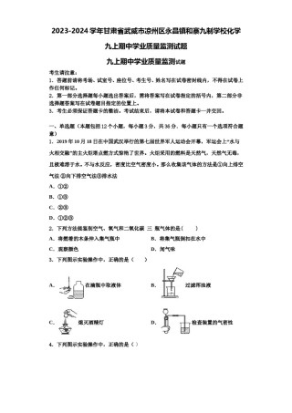 2023-2024学年甘肃省武威市凉州区永昌镇和寨九制学校化学九上期中学业质量监测试题含解析.doc