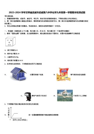 2023-2024学年甘肃省武威市武威第八中学化学九年级第一学期期末检测试题含解析.doc