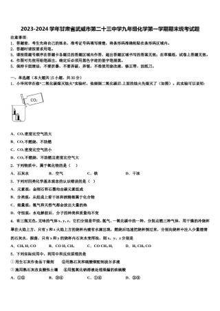 2023-2024学年甘肃省武威市第二十三中学九年级化学第一学期期末统考试题含解析.doc