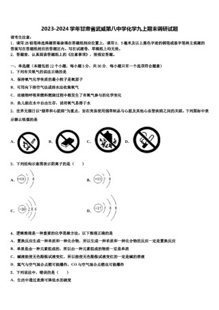 2023-2024学年甘肃省武威第八中学化学九上期末调研试题含解析.doc