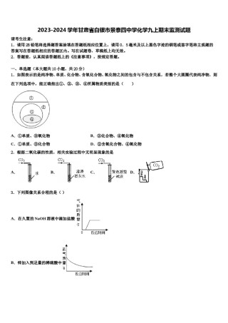 2023-2024学年甘肃省白银市景泰四中学化学九上期末监测试题含解析.doc